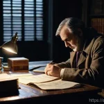 Home 20 캐릭터 아이디어 구상법 - **Prompt:** A grizzled, middle-aged detective sits alone at a cluttered wooden desk in a dimly lit, ...