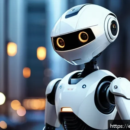 Home 29 픽사 단편 캐릭터들 - A small, curious robot character wearing a simple, clean white undershirt, standing in a softly lit ...