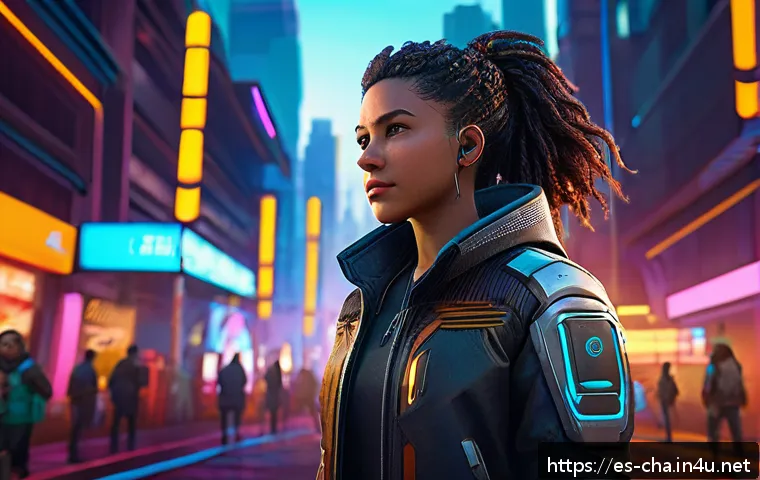 게임 속 여성 캐릭터 - A dynamic and emotionally complex female video game protagonist standing confidently in a futuristic...
